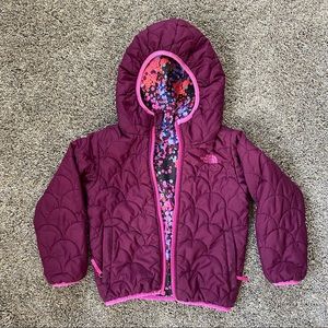Girls The North Face Reversible Jacket Purple Size 4T